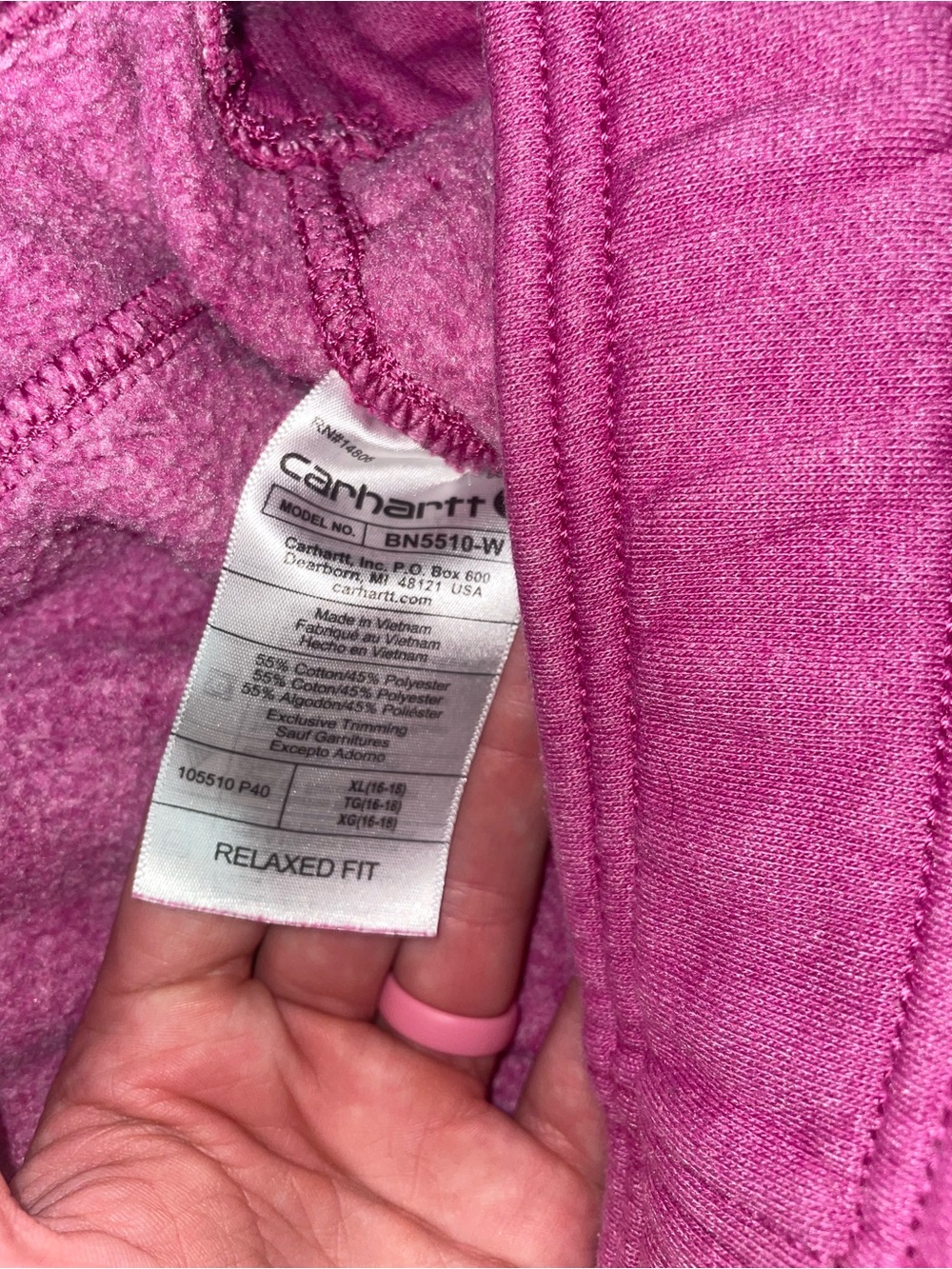 Carhartt Plum Sweatpants with Orange Logo - Picture 6 of 6